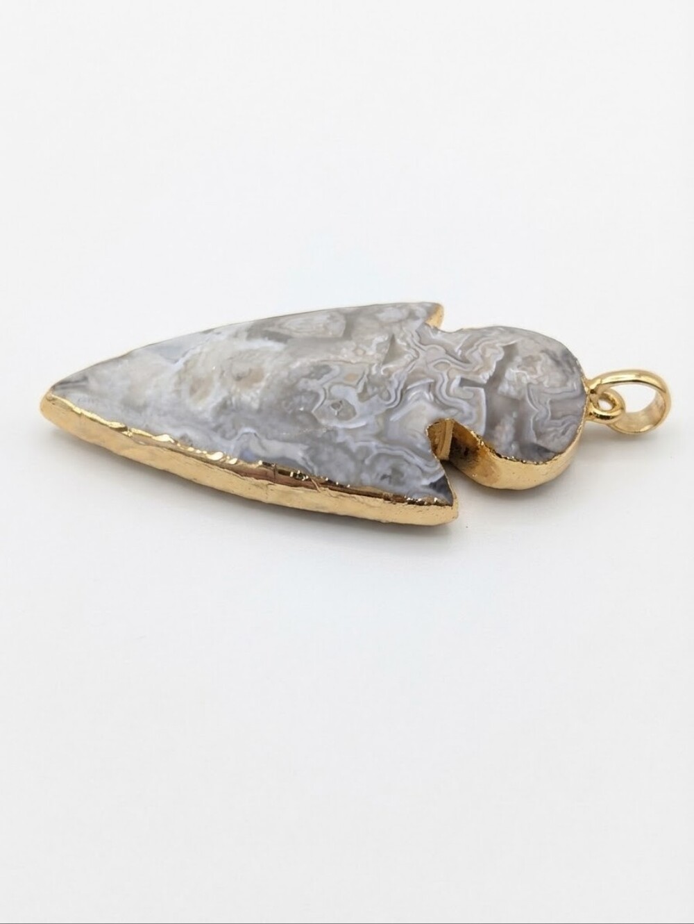 Grey Agate Arrowhead Pendant